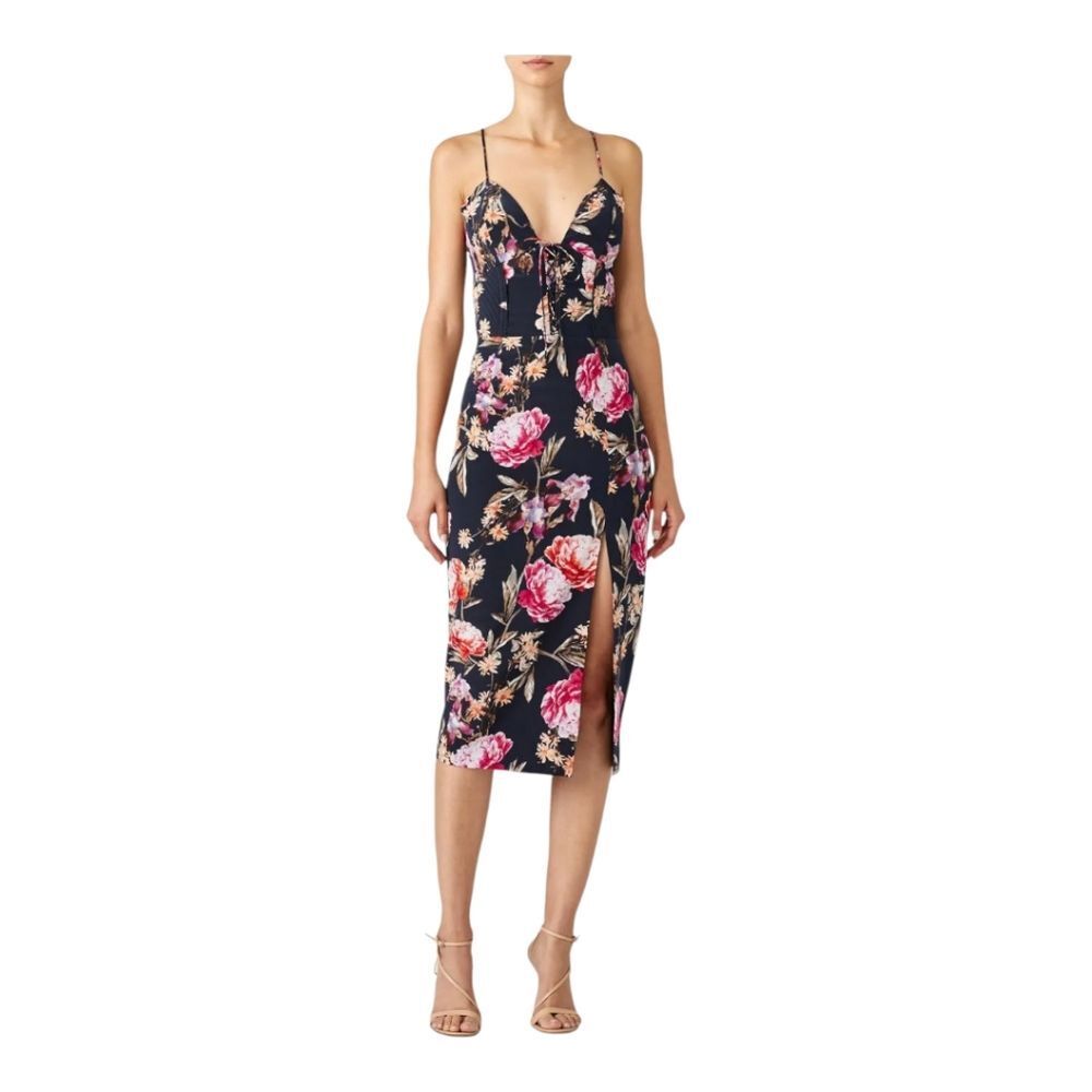Nicholas Lucile Corset Floral Midi‎ Dress Size 6